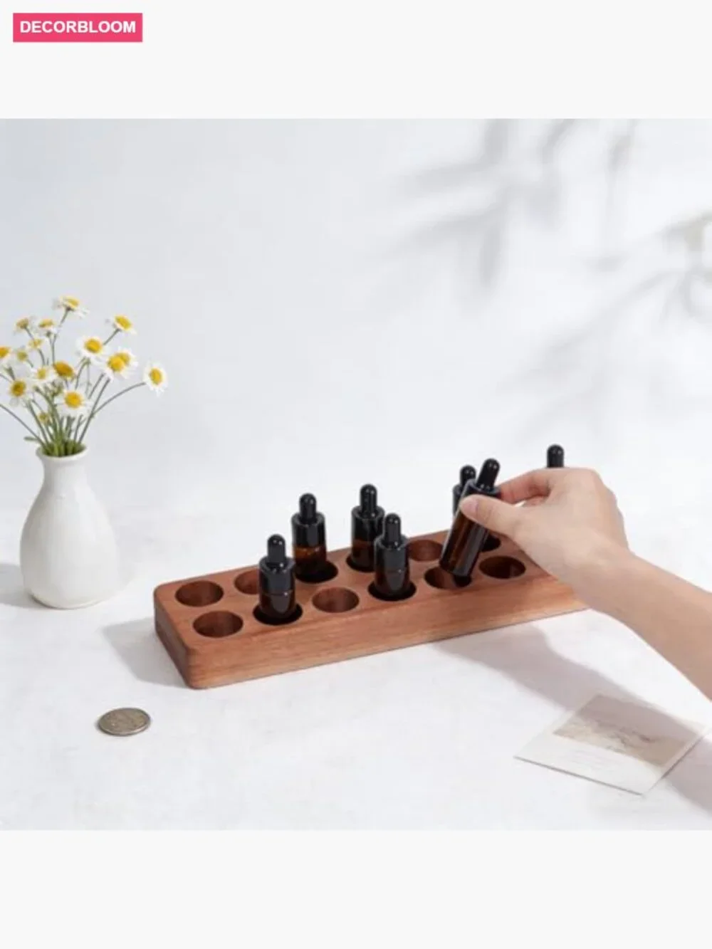 13-Slot Wooden Essential Oil Organizer Storage Case Display